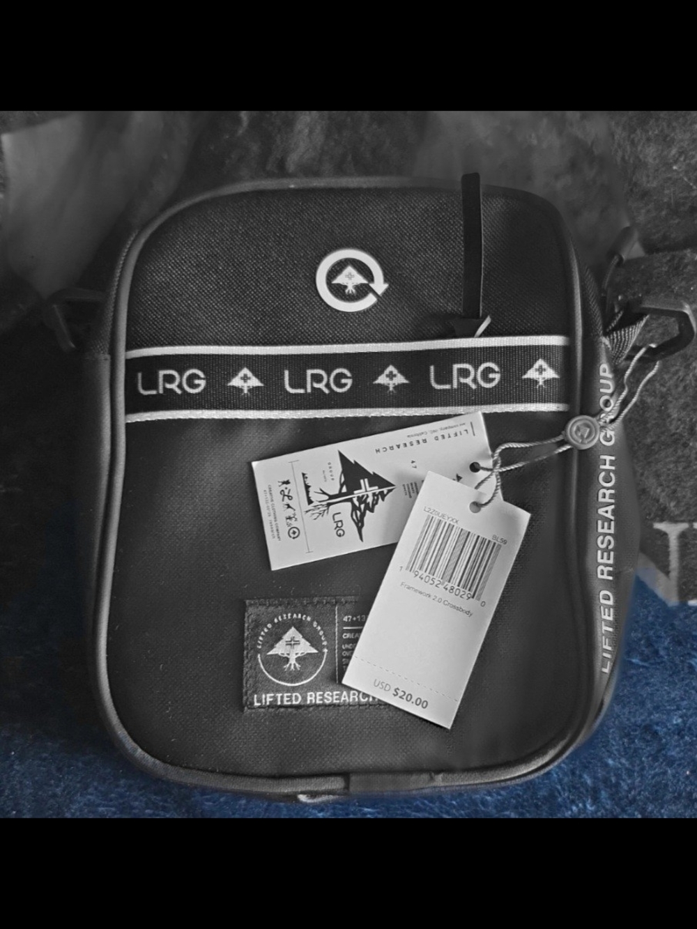 LRG Black Small Crossbody Belt Bag with Branded Tape